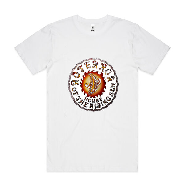 Aotearoa North New Zealand Stingray Sun with Mangopare and Koru Design with Text" House of the rising Sun" for Maori and those who love Maori Culture.Mens Tshirt. Thumbnail